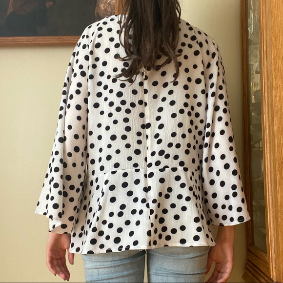 White and Black Polka Dot Long Sleeve - Picture 3 of 3
